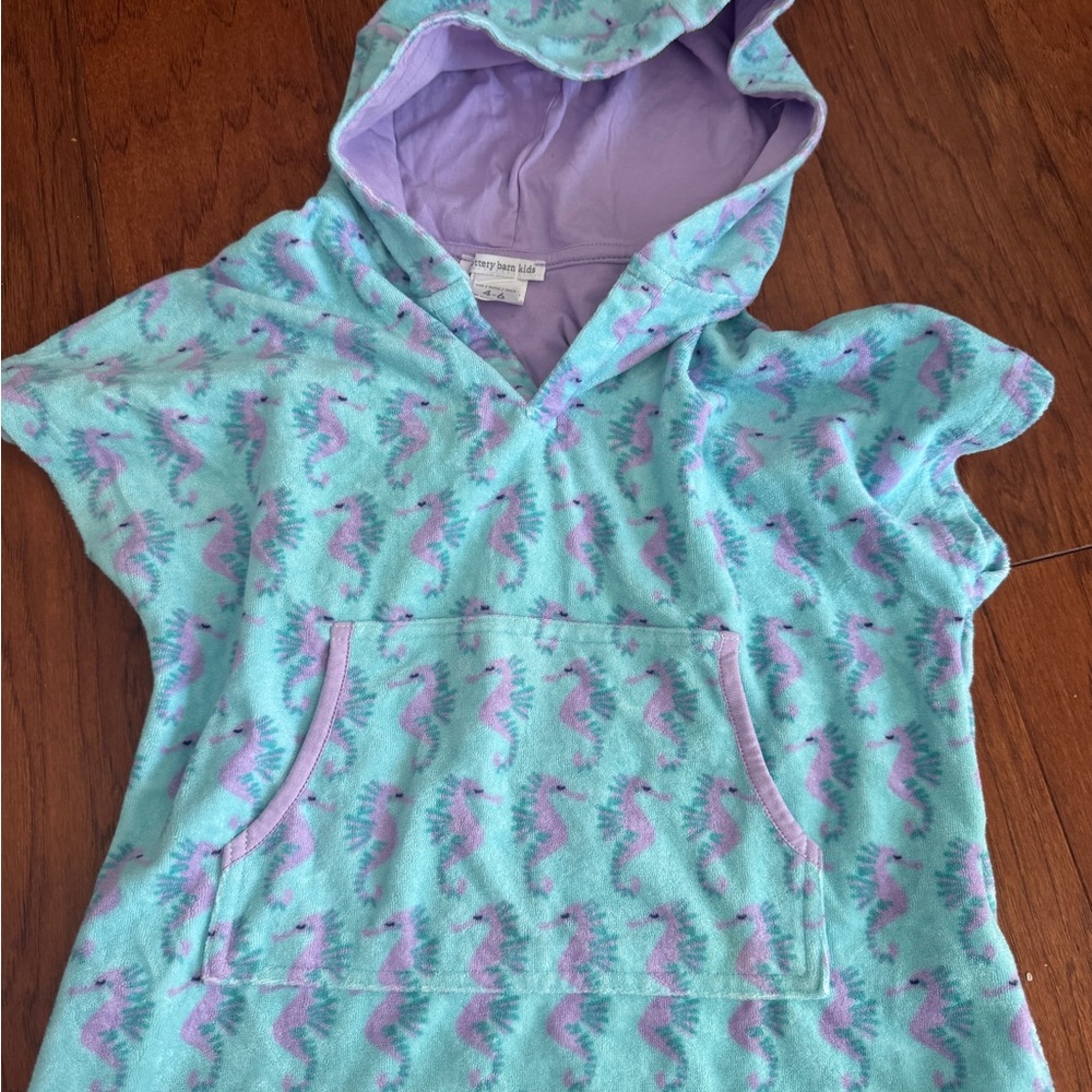 Pottery Barn Kids Aqua & Lavender Hooded Terry Cover-Up